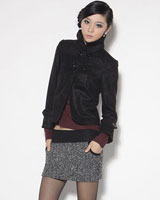 【EPIN11 亿品】2011秋冬新款韩版气质立领流行修身时尚淑女短款大衣毛呢短外套(黑色)