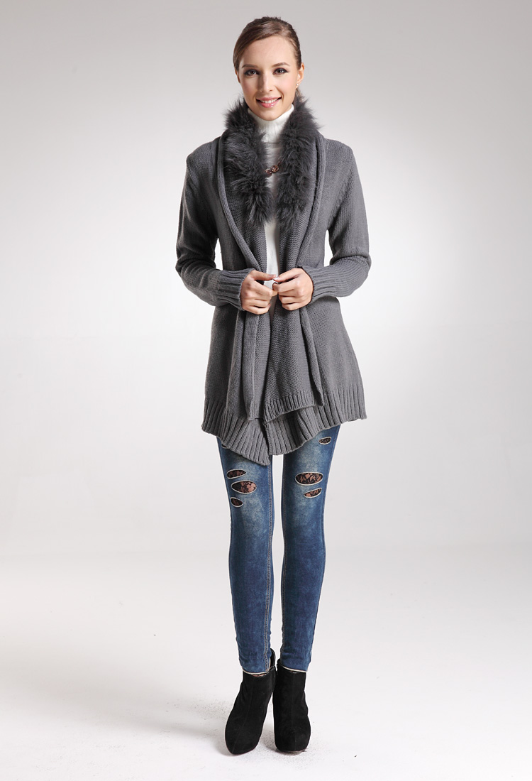 【sheromo 诗若漫】毛领中<em>长款配腰带开衫毛</em>