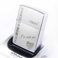 Zippo打火机--（I’m with you）蓝心（耐磨!锻沙工艺）-Zippo-经典铬系列