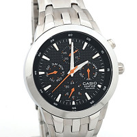 CASIO 卡西欧EDIFICE系列四眼指针男表EF-312D-1A（格纹表盘,桔色时尚表针点缀！）-卡西欧-EDIFICE系列手表