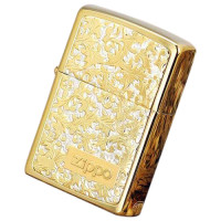 Zippo打火机--纯银镀金唐草K8（深雕刻花成熟大气之作）送礼盒-Zippo-日韩精品系列