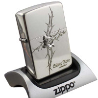 Zippo打火机--镀银玫瑰花（带刺的玫瑰，优雅银色）-Zippo-日韩精品系列