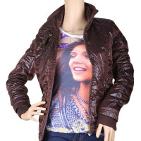 欧美修身长袖带帽短款棉服（棕色）