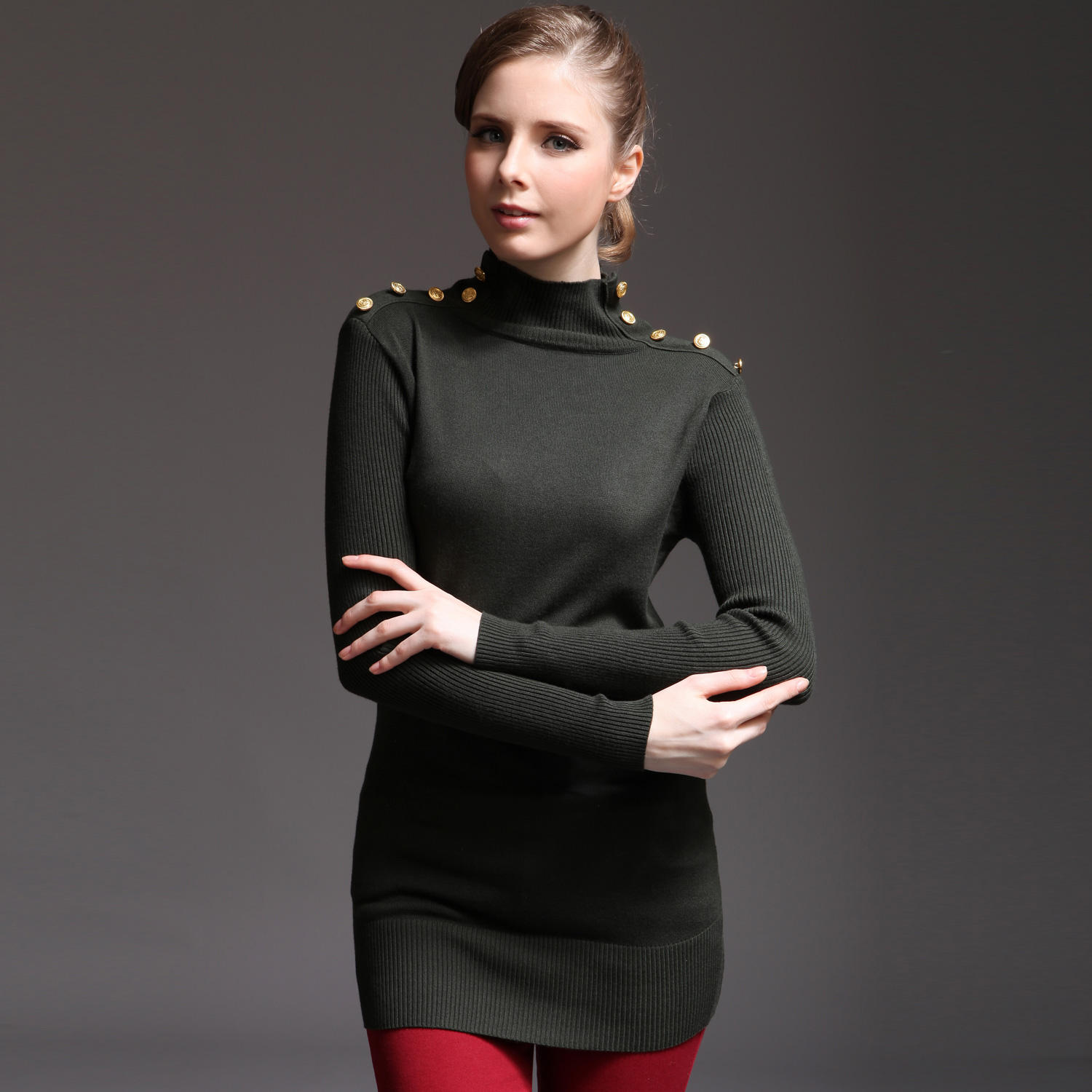 时尚白色纽扣军<em>绿色</em>修身韩版<em>男士</em>短袖衬衫 _经