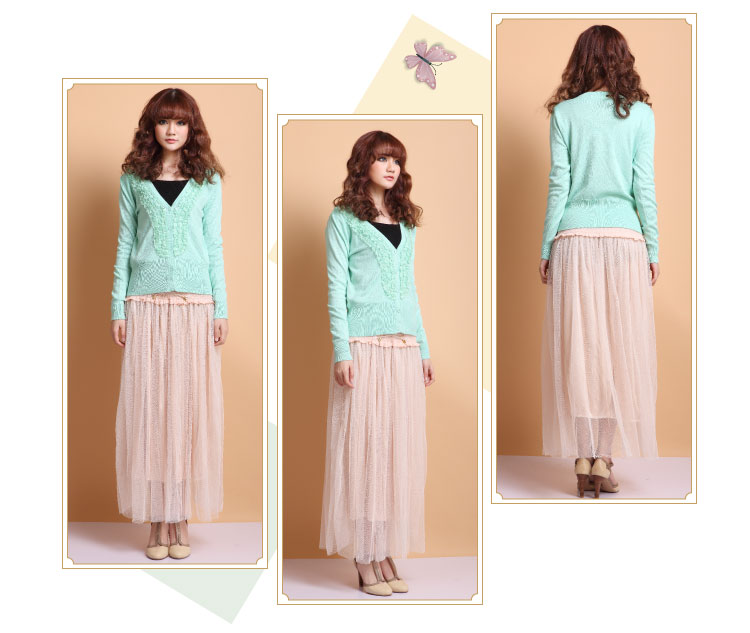 AleeiShe 小栗舍】春天气息花边<em>领针织开衫</em>(薄